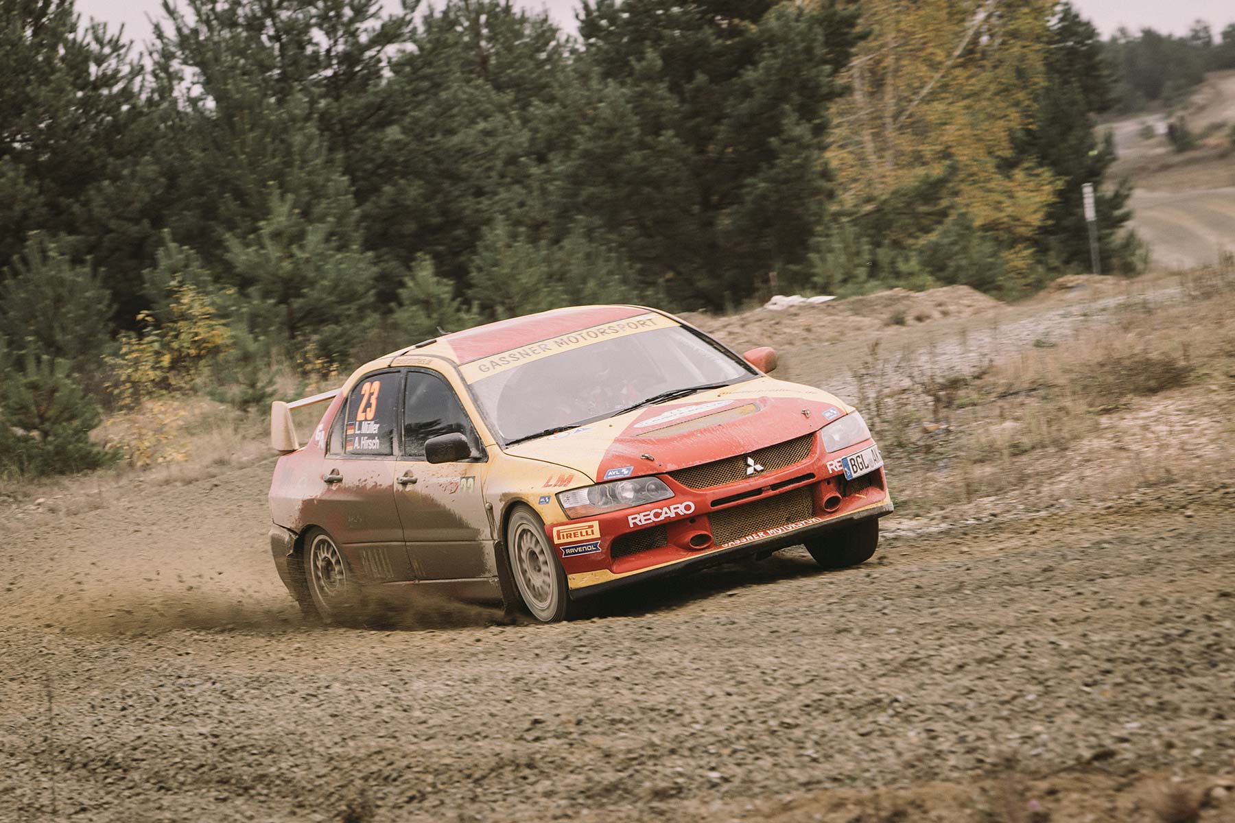 Liam Müller im Mitsubishi Lancer Evo 9 bei der Lausitz Rallye 2022