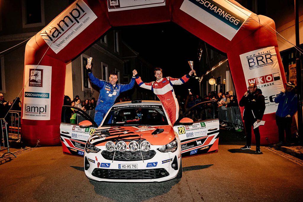 Alexander Hirsch (l.) und Liam Müller bei der Rebenland Rallye 2023