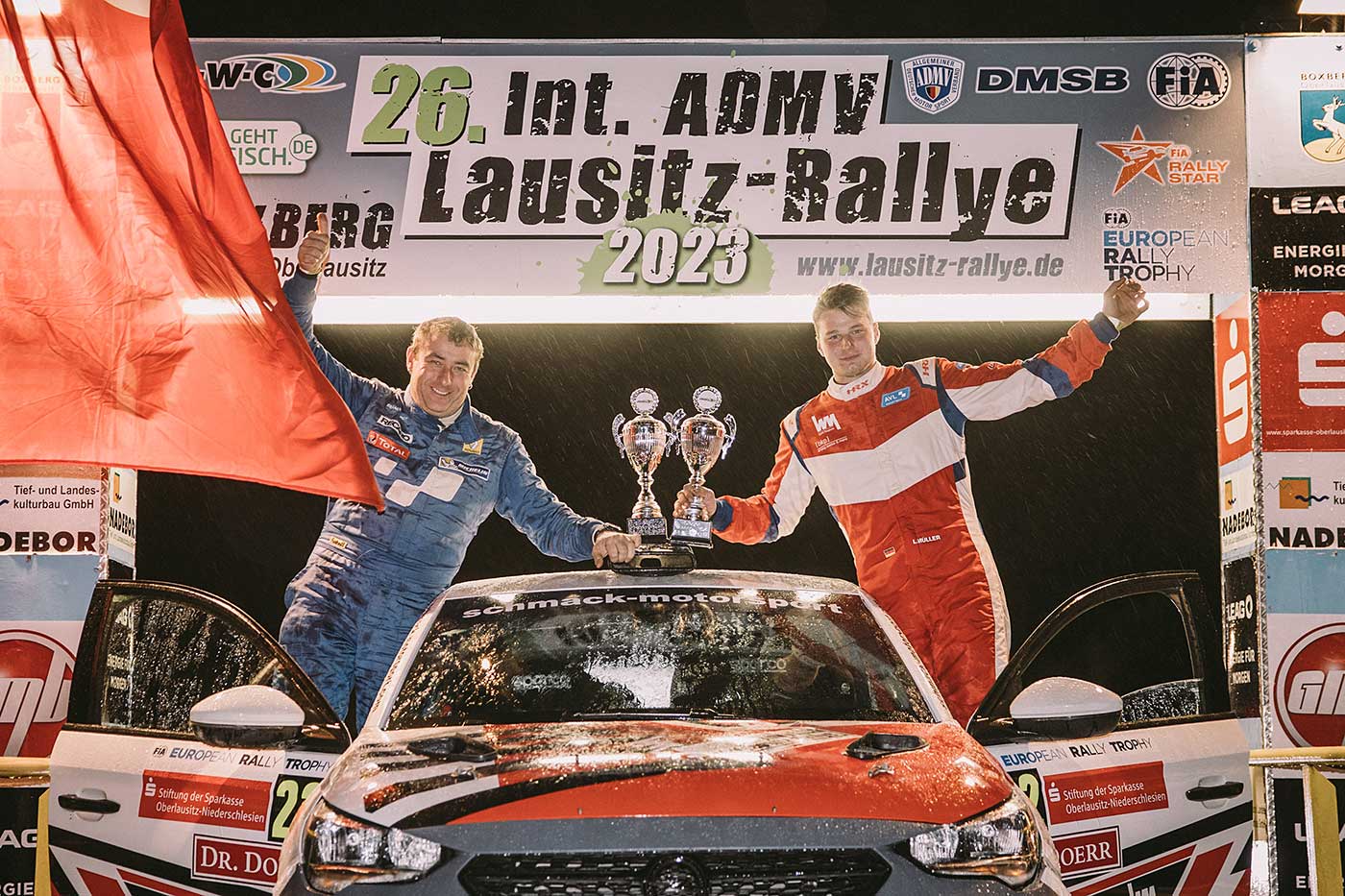 Alexander Hirsch (links) und Liam Müller bei der Lausitz-Rallye 2023